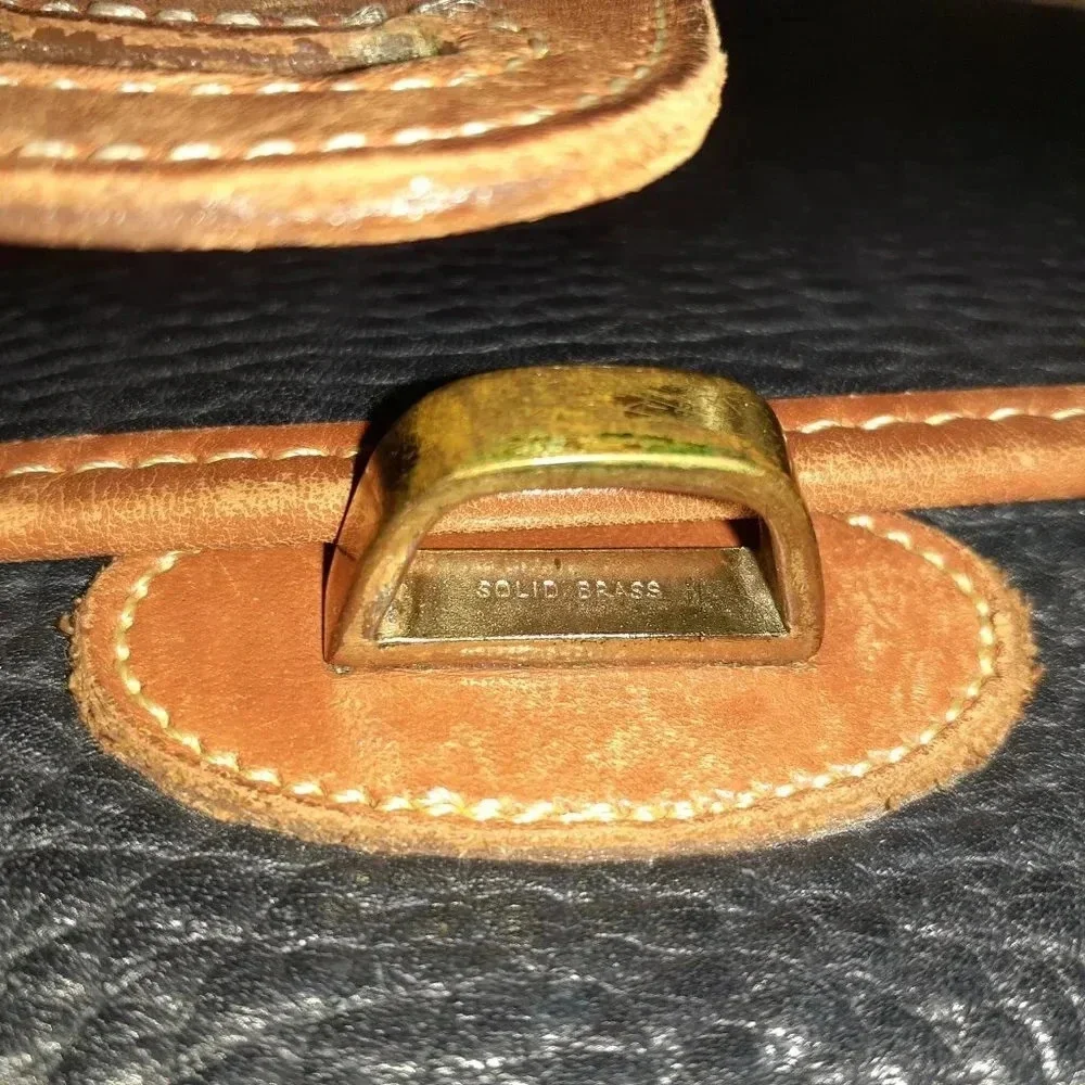 DOONEY & BOURKE-Navy Blue Equestrian Bag Flap Vintage Crossbody USA Leather-VG - Picture 9 of 9